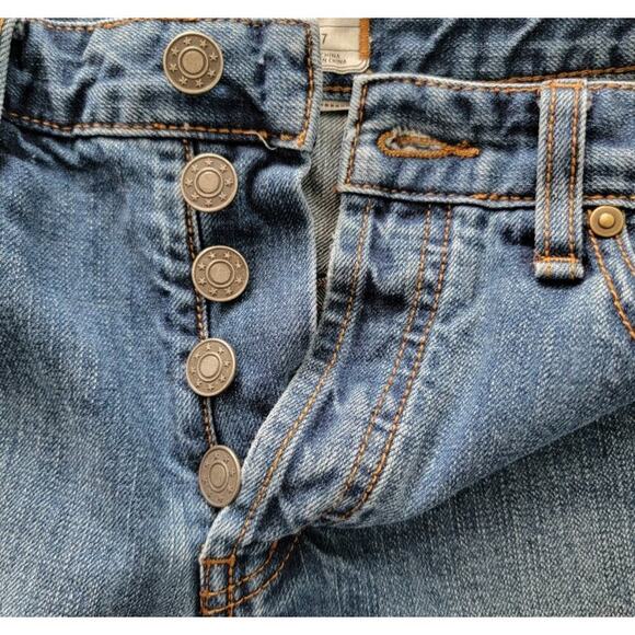 Free People Denim 5  Button Fly High Waist Jean Raw Hem Cutoff Shorts Size 24 - Picture 3 of 6